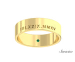 Roman Numeral Date Wedding Band Yellow Gold
