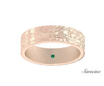 Rough Tree Bark Wedding Band Rose Gold