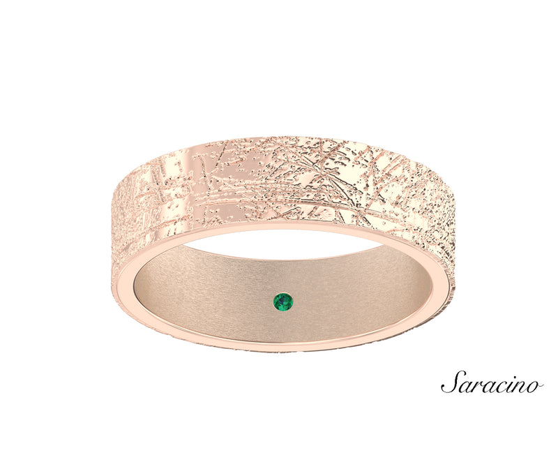 Rough Tree Bark Wedding Band Rose Gold
