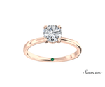 Round Diamond Engagement Ring w Solid Band 18K Rose Gold