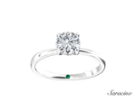 Round Diamond Engagement Ring w Solid Band 18K White Gold
