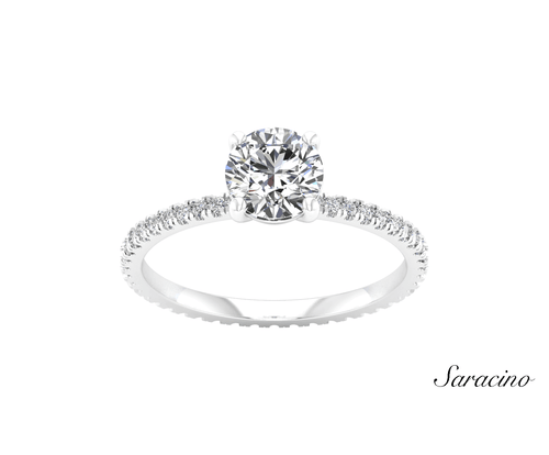 1.2ct Round Diamond Engagement Ring w Full Diamond Band