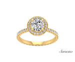 1.2ct Round Diamond Engagement Ring w Halo & Full Diamond Band