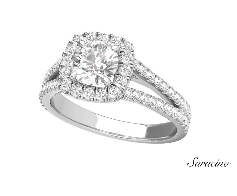 1.5ct Round Diamond Engagement Ring w Halo (White Gold)