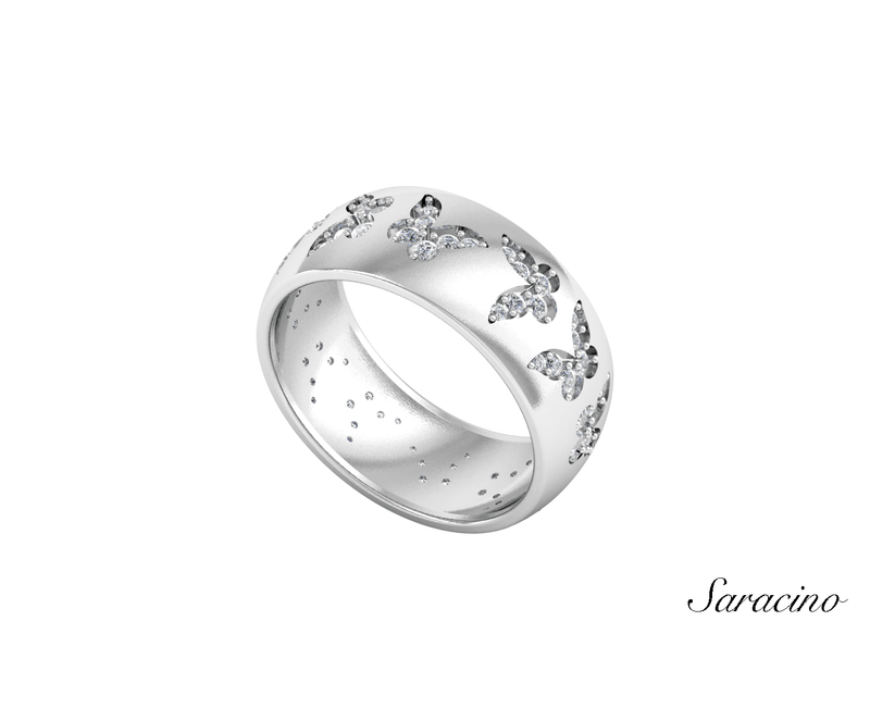 Scattered Butterfly Diamond Ring