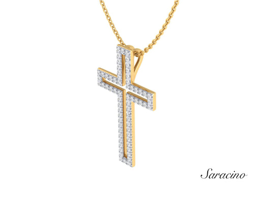 Outline Diamond Cross Pendant