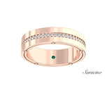 Single Row Diamond Wedding Band w Screws Rose Gold