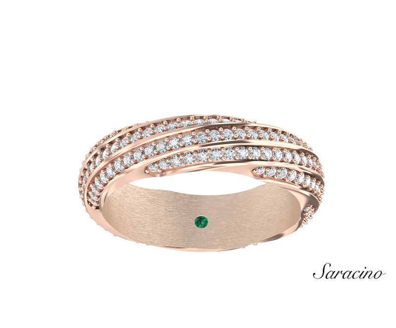 Slanted Diamond Wedding Band Rose Gold