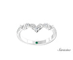 Stackable Diamond Leaf Wedding Band White Gold