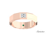 Stacked Baguette Diamond Edged Wedding Band Rose Gold
