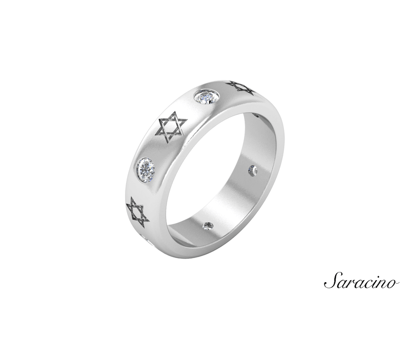 Star of David Diamond Ring Band