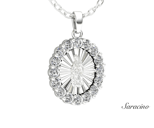 Diamond Radiant Mary Pendant