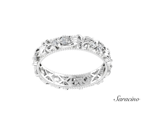 Twisted Diamond Wedding Band White Gold