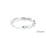 Twisted Half Diamond Wedding Band White Gold