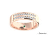 Two Row Round Diamond Quarter Eternity Wedding Band Rose Gold