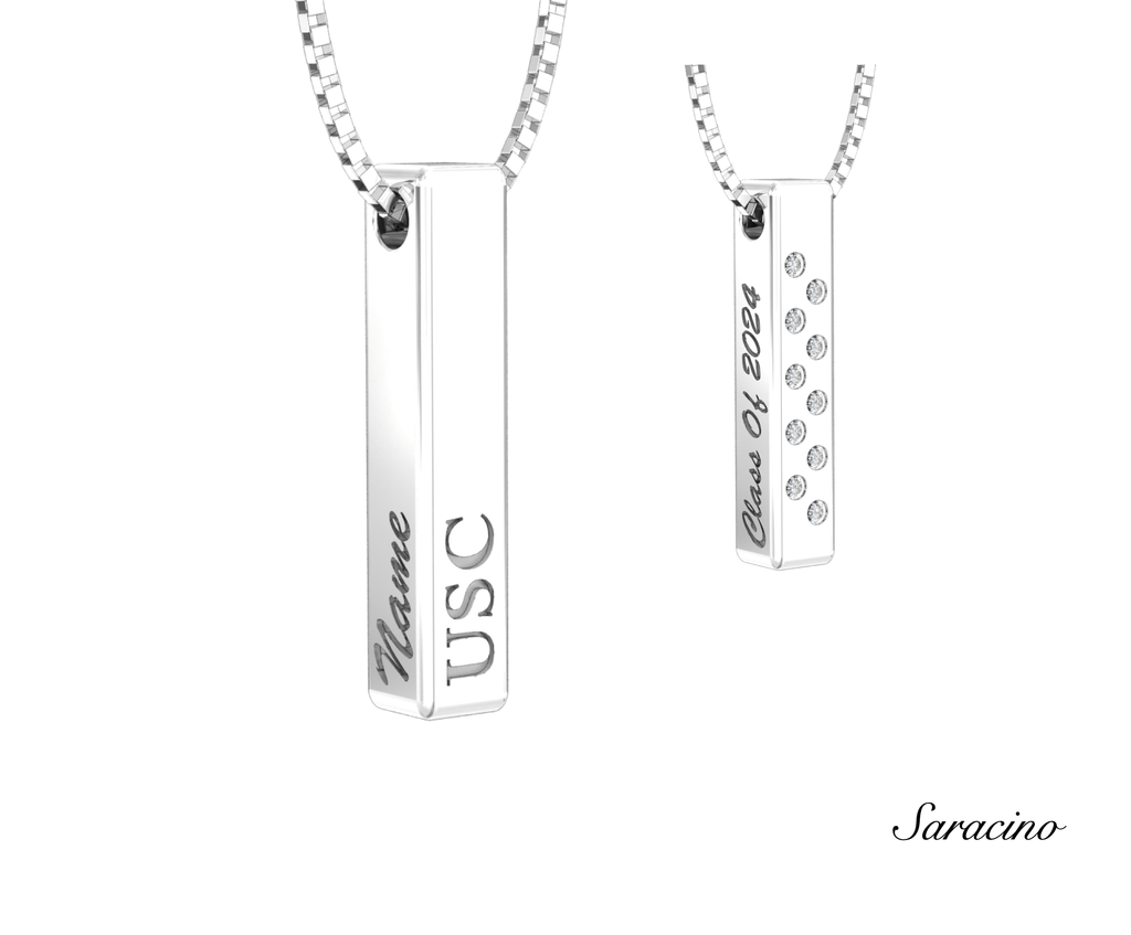 USC Diamond Grad Pillar Necklace White Gold