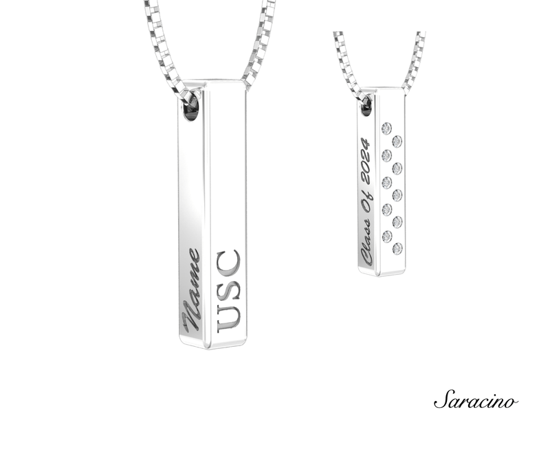USC Diamond Grad Pillar Necklace White Gold