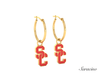 USC Enamel Huggie Earrings 14K Yellow Gold