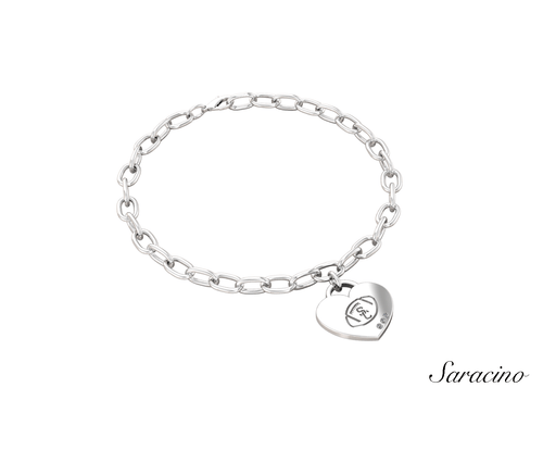 USC Diamond Heart Charm Bracelet in 14K White Gold