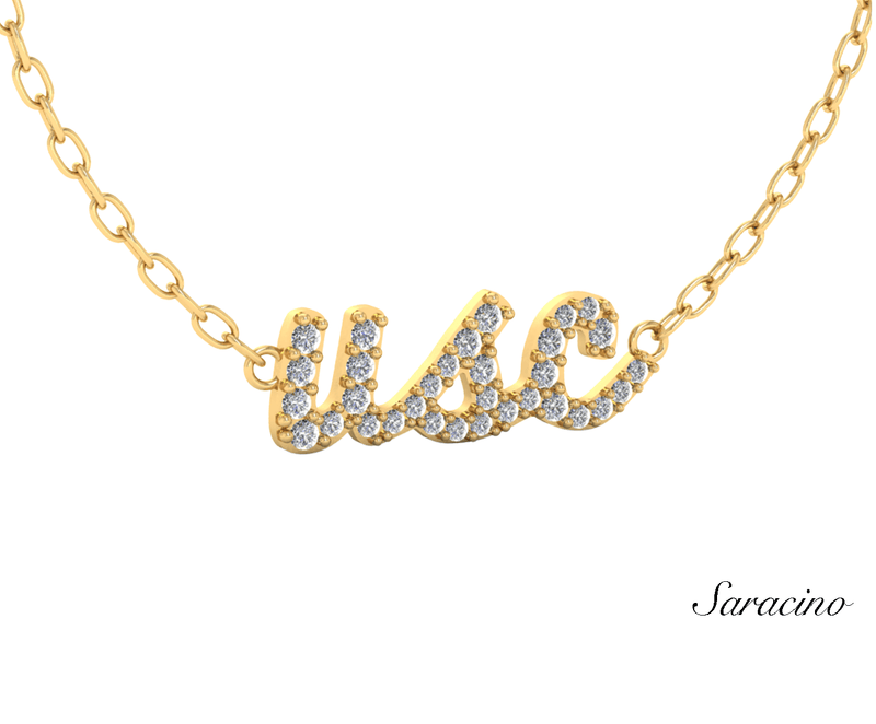USC Diamond Name Necklace 14K Yellow Gold