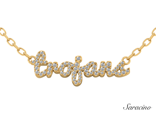 Trojans Diamond Name Necklace 14K Yellow Gold