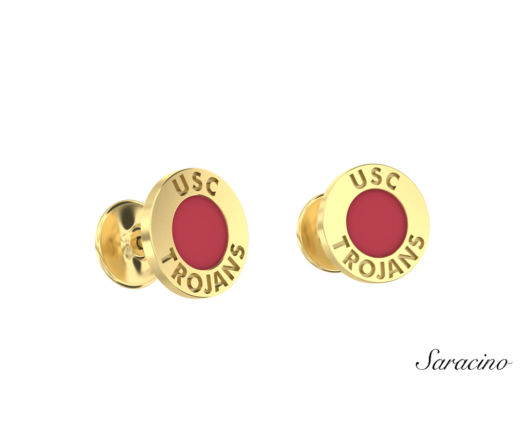 USC Trojans Enamel Cufflinks 14K Yellow Gold