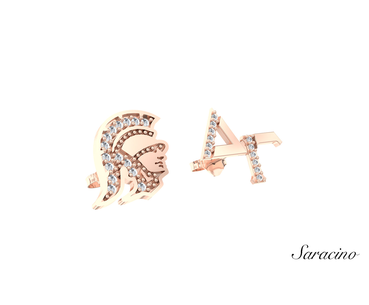 USC Delta Gamma Trojans Diamond Stud Earrings Rose Gold