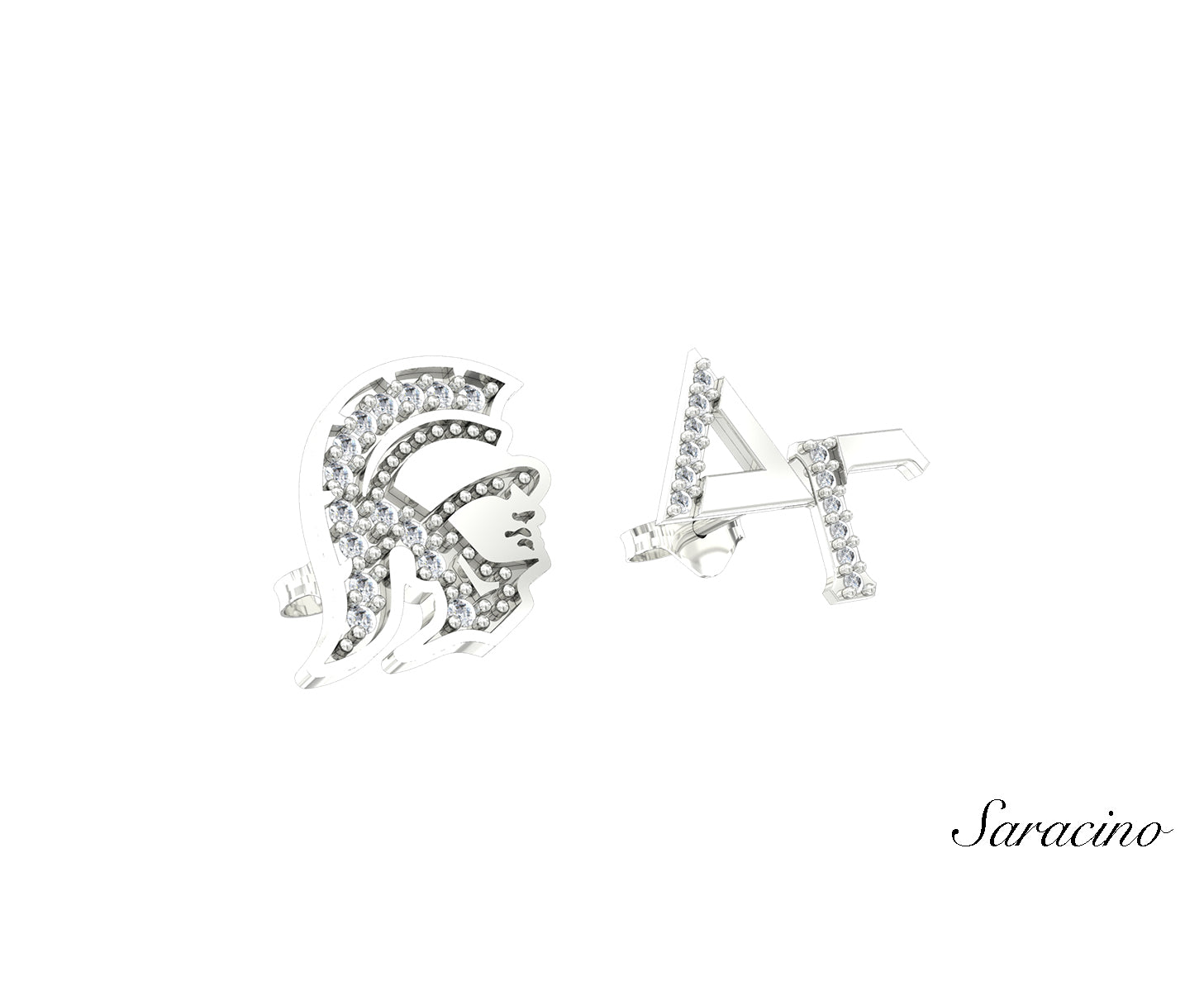 USC Delta Gamma Trojans Diamond Stud Earrings White Gold