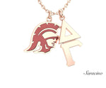 USC Delta Gamma Trojans Enamel Charm Necklace Rose Gold