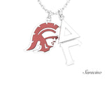 USC Delta Gamma Trojans Enamel Charm Necklace White Gold