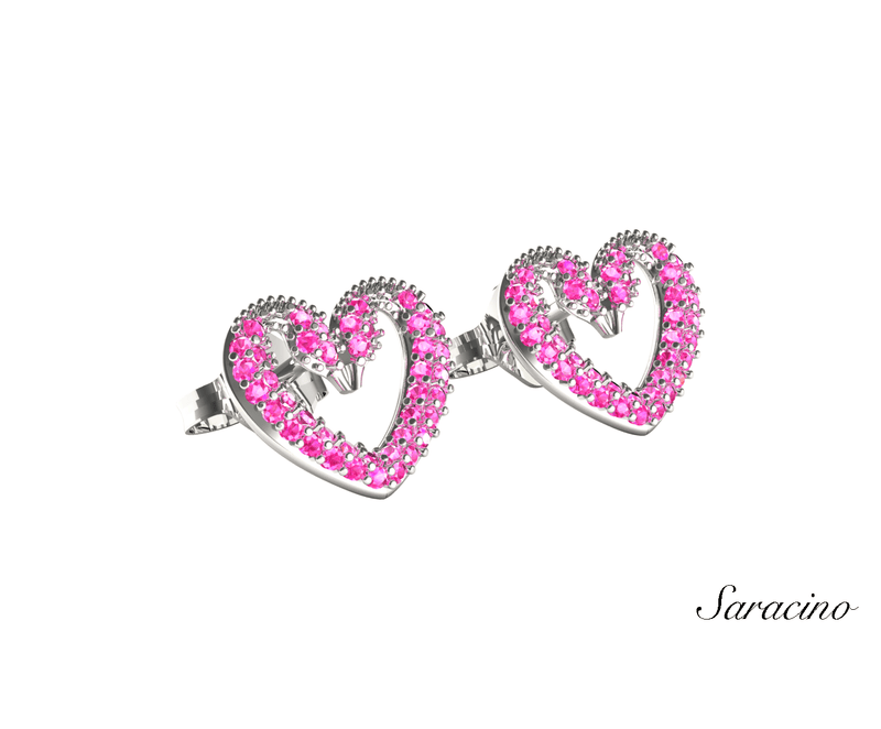 Sapphire Swan Heart Earrings