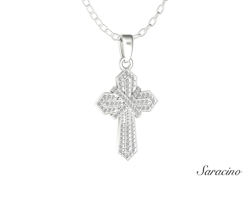 Wrapped Diamond Cross Pendant