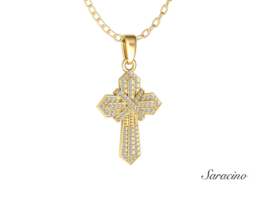 Wrapped Diamond Cross Pendant