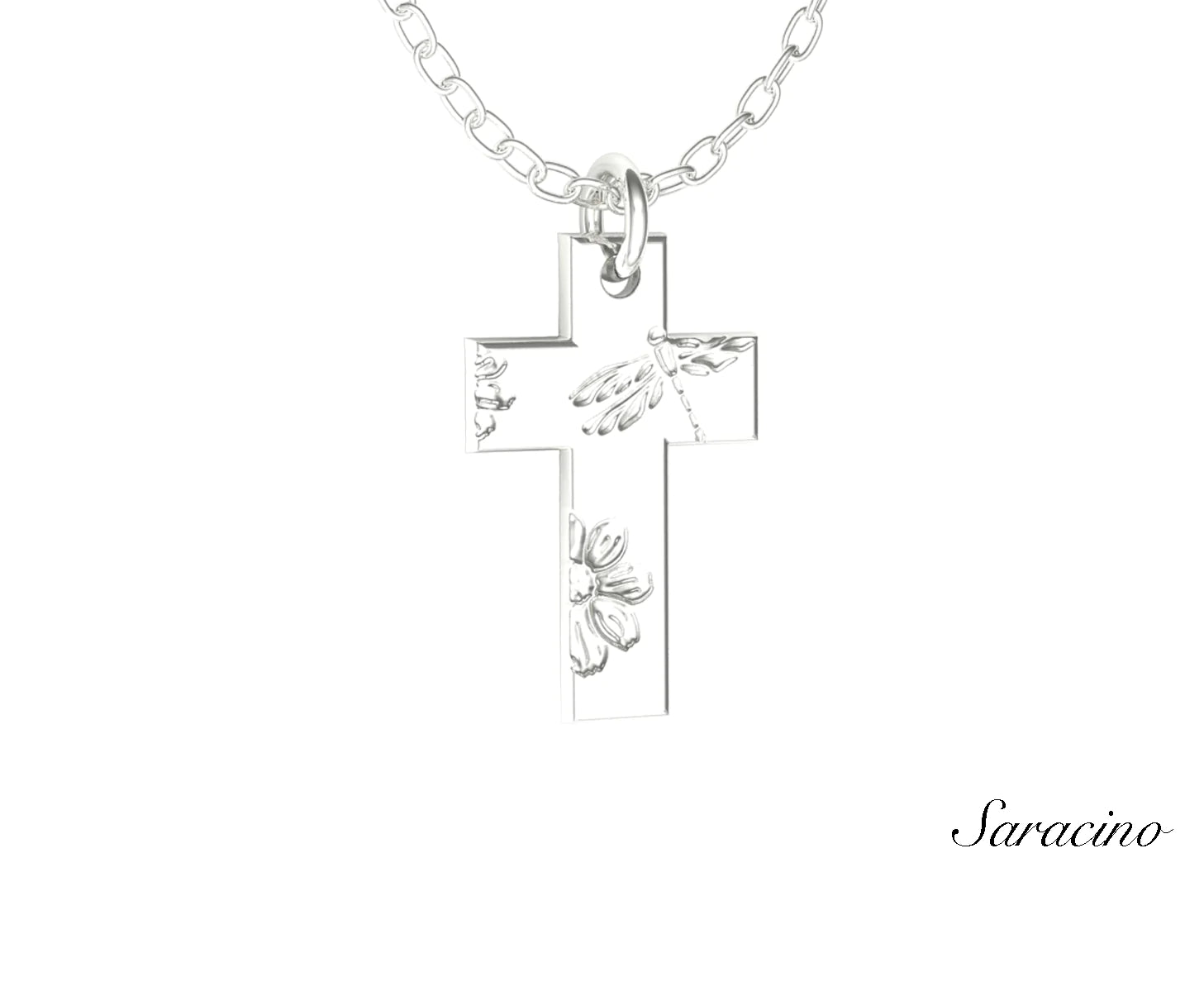 butterfly and flower cross pendant
