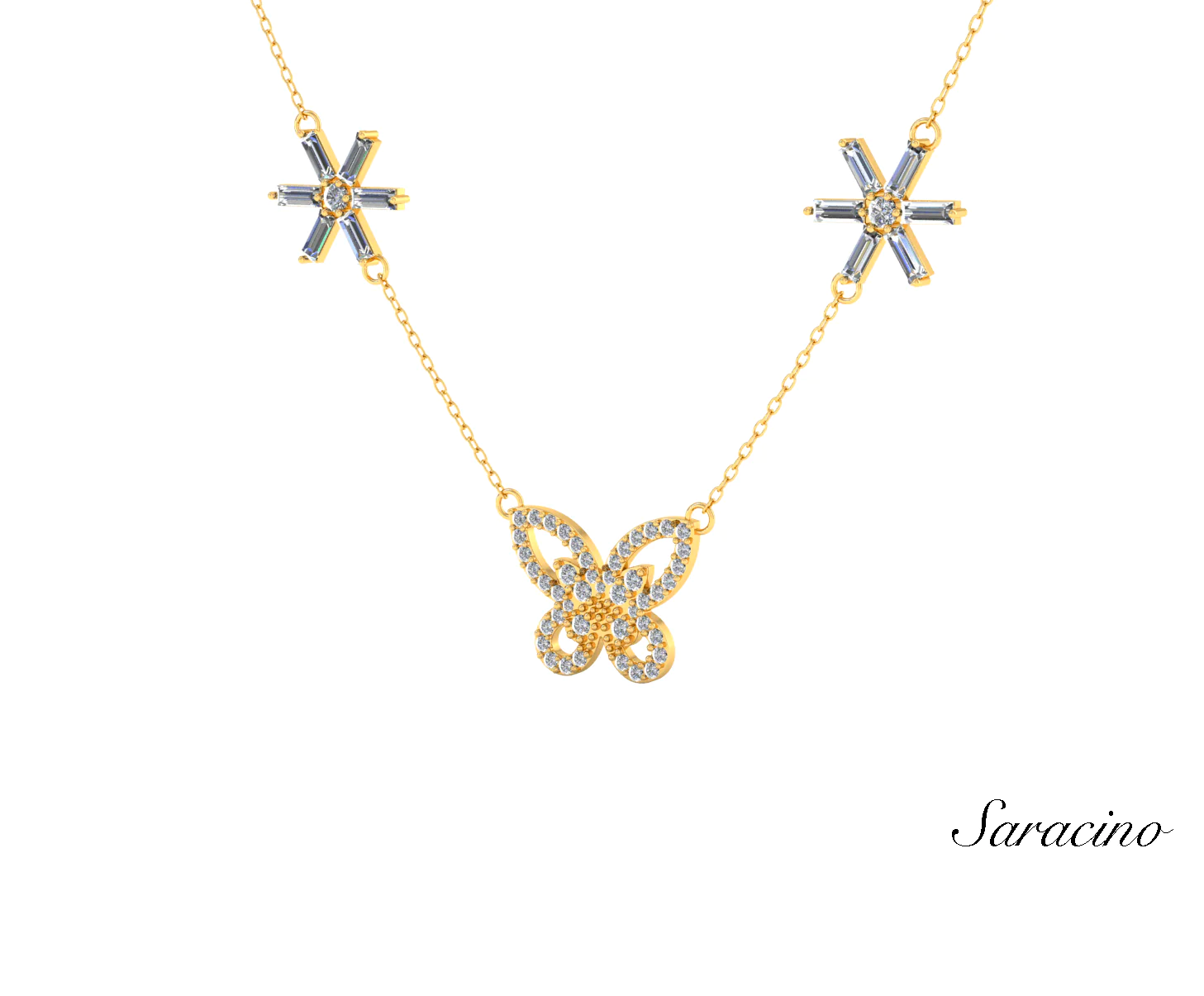 gold butterfly diamond necklaces