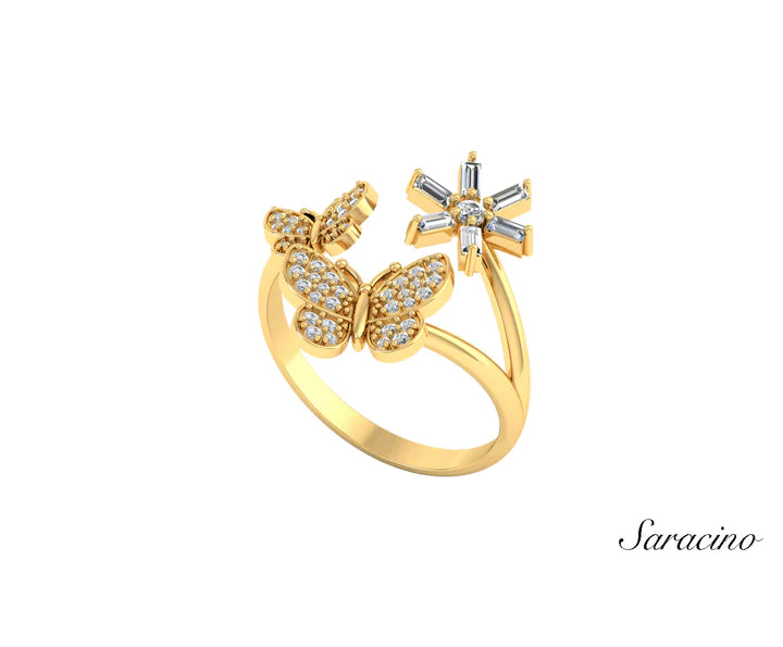 butterfly diamond burst ring