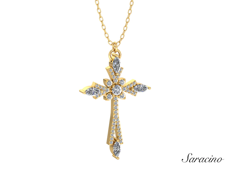 The Royalty gold crucifix necklace with diamonds
