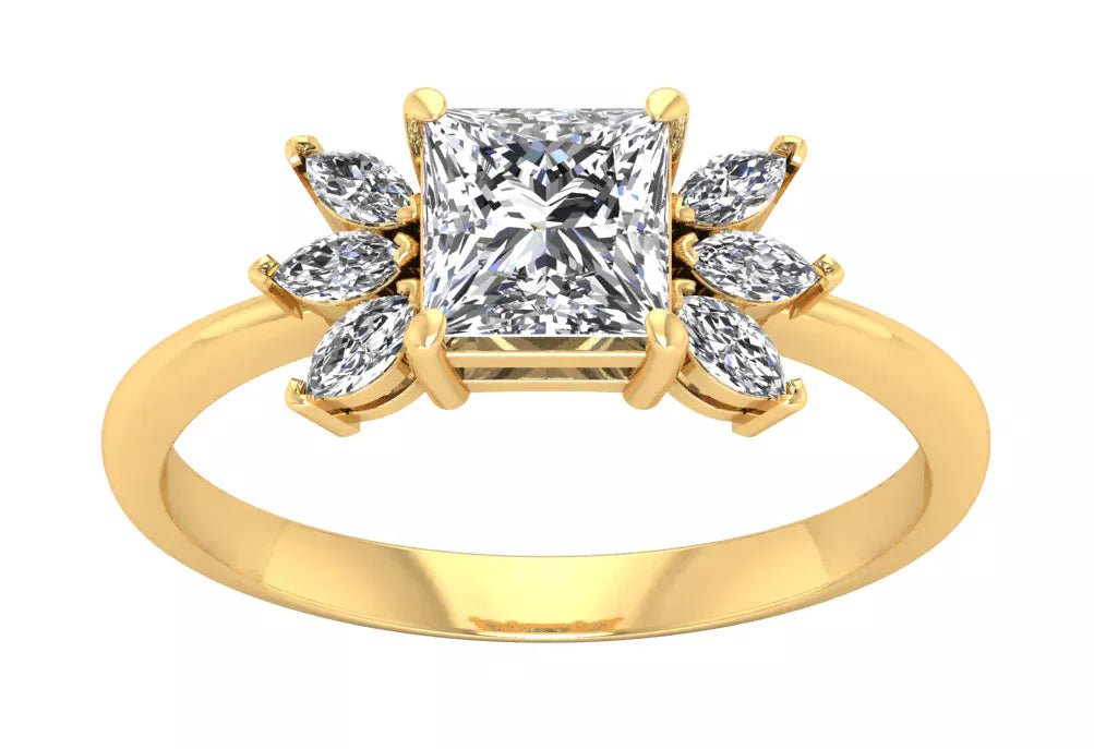 princess cut diamond ring with marquise side