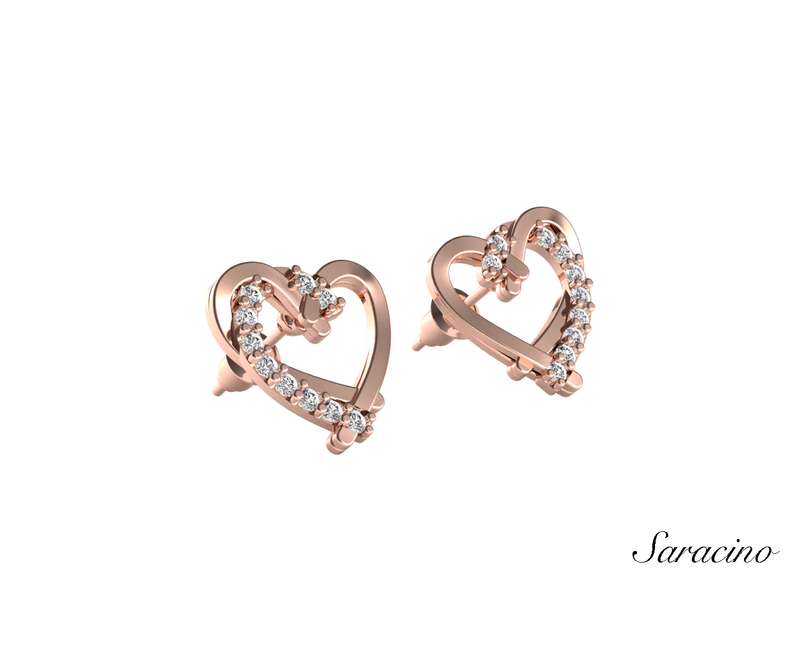 rose gold diamond heart earrings