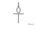 Ankh Cross Diamond Pendant in 14K White Gold