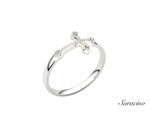 Beaded Cross Ring 14K White Gold
