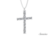 Burst Cross Necklace with Round and Baguette Diamonds White Gold