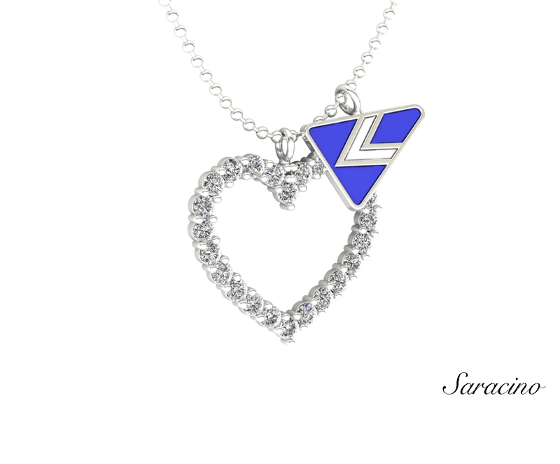 CYC Burgee + Diamond Heart Necklace 14K White Gold