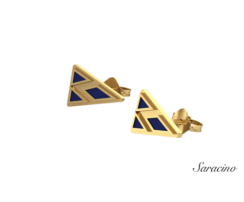 Buy California Yacht Club Enamel Stud Earrings Yellow Gold