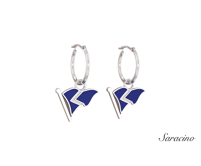 CYC Enamel Huggie Earrings White Gold