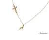 Cross Necklace w Initial Pendant in Yellow Gold