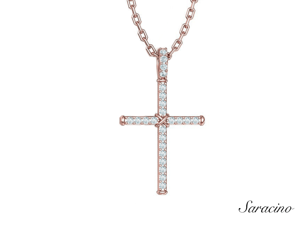 Diamond Cross Pendants in 14K Rose Gold