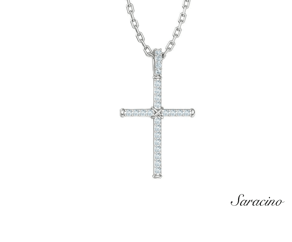 Diamond Cross Pendants in 14K White Gold