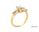 2.4ct Emerald Cut Diamond Engagement Ring w Baguette Sides Yellow Gold