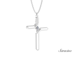 Floating Diamond Cross Necklace in White Gold